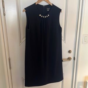Tahari Navy Blue Dress with Pearl Neckline